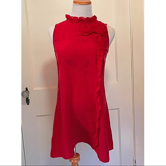 {Lux} Silk Ruffle Front Dress/Tunic, M - Picture 1 of 5